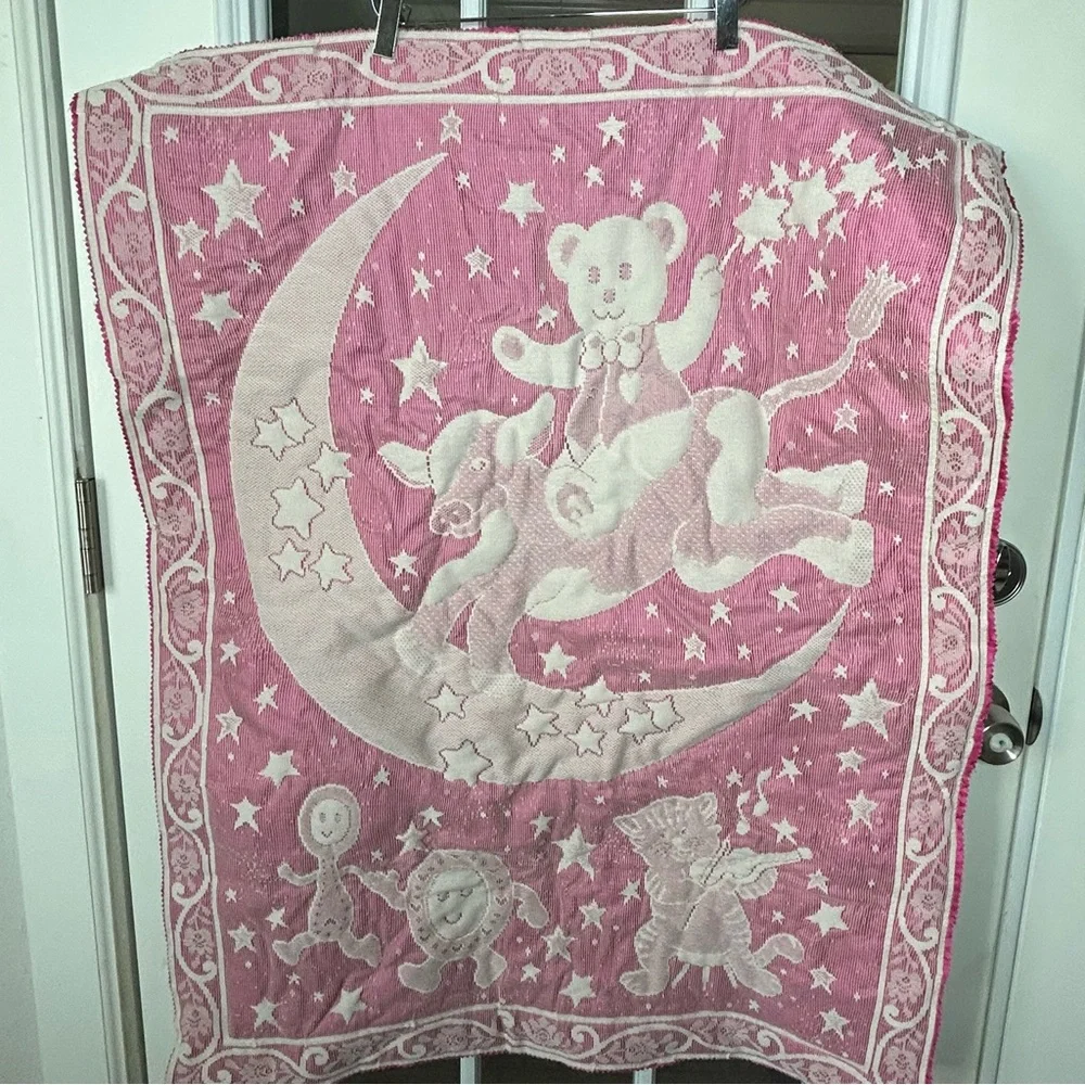 Vintage Storybook Nursery Wall Hanging Mother Goose, Pink and White‎ Appliqué